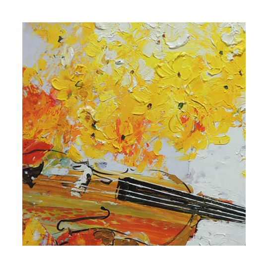 絵画 油絵 花とバイオリン (池田秀郎) 送料無料 【肉筆】【油絵】【花