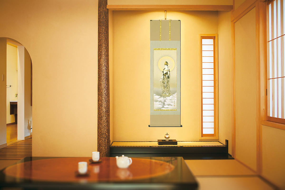 雲上観音 野口弧堂 （尺五）[受注製作品 納期約2ヶ月]！ 観音 - 掛け軸