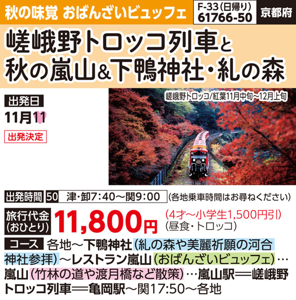 嵯峨野トロッコ列車(2025) | カッコーパルック