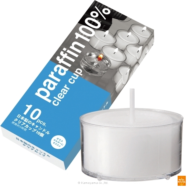 日本製のキャンドルクリアカップティーライト10個入り｜カメヤマ