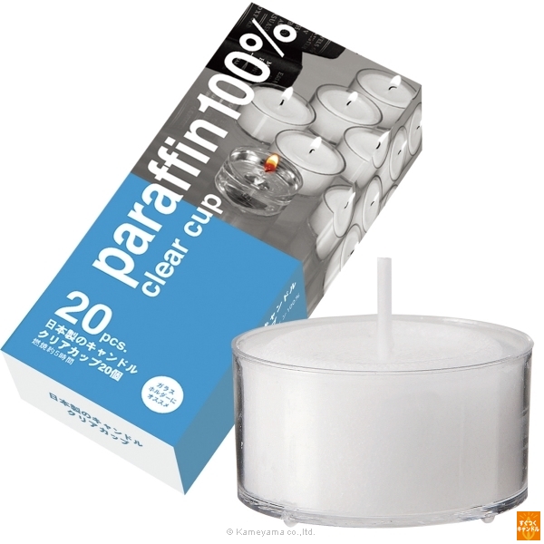 日本製のキャンドルクリアカップティーライト20個入り｜カメヤマ