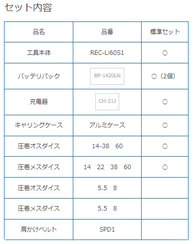 マクセルイズミ（泉精器製作所）充電油圧式 圧着専用工具 REC-Li60S1
