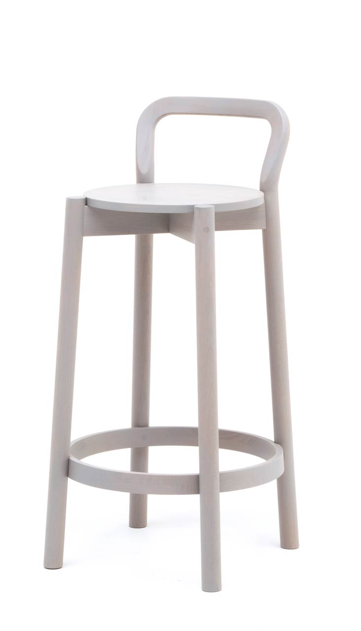 Castor Barstool with Backrest Low ‒ KARIMOKU NEW STANDARD (KNS)