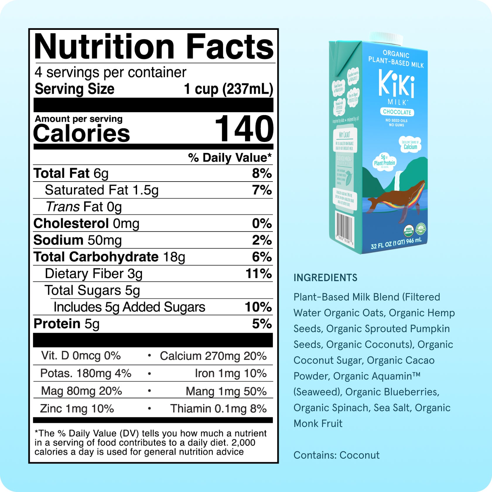 Family-Size Organic Chocolate Milk | Kiki Milk