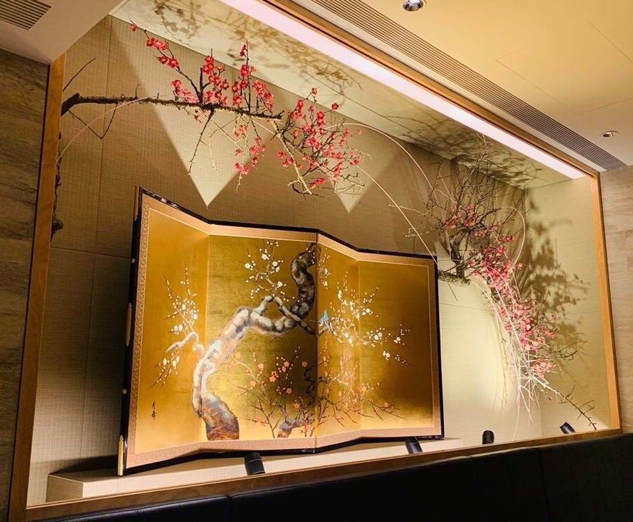 日本画 橙色の果実の屏風 160cm 日本画 橙色の果実の屏風 160cm