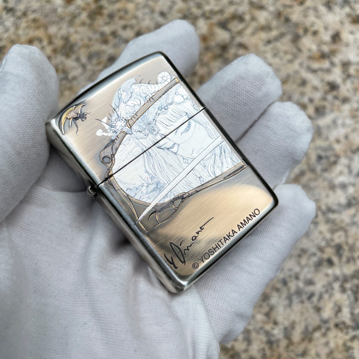 Japanese Zippo Plated Silver Amano Yoshitaka Collection Lighter