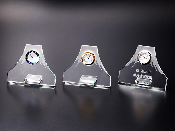富士山クリスタル時計オーナメント QGWC-100×80-FUJI | メイクワン銀座