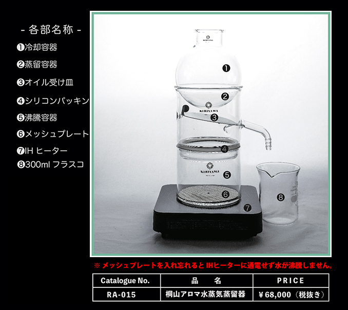 アロマ水蒸気蒸留シリーズ RA-015 | 桐山製作所