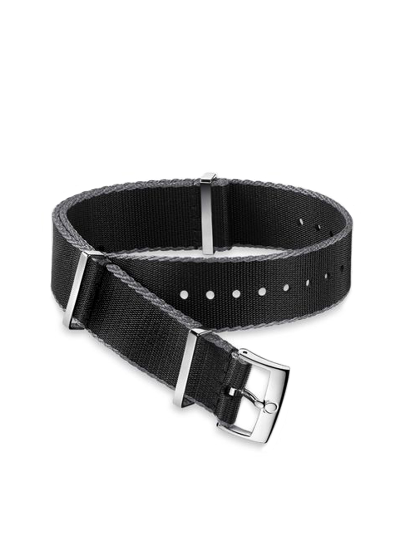 NATOストラップ(ポリアミド/ 黒・グレーライン入り)｜オメガ（OMEGA