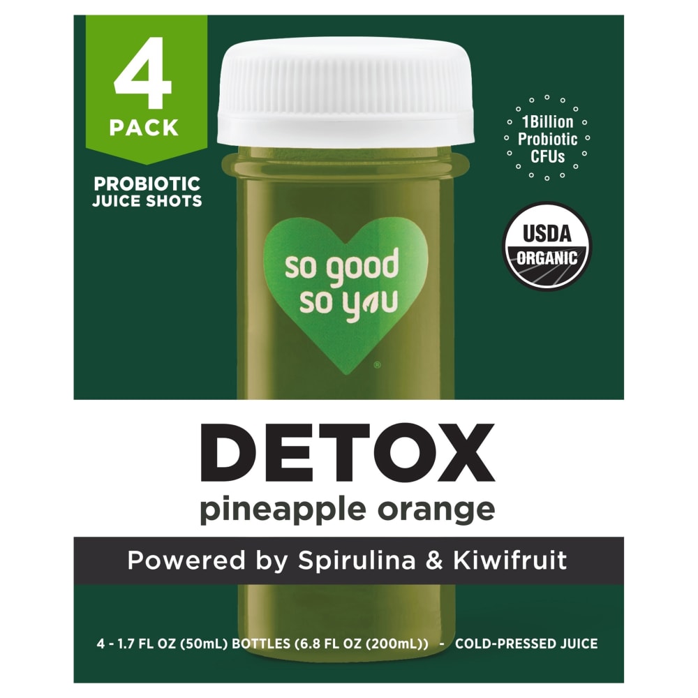 So Good So You® Detox Pineapple Orange Probiotic Shots, 4 pk / 1.7