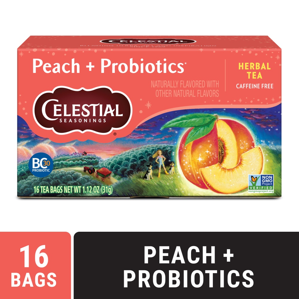 Celestial Seasonings Caffeine Free Peach + Probiotics Herbal Tea