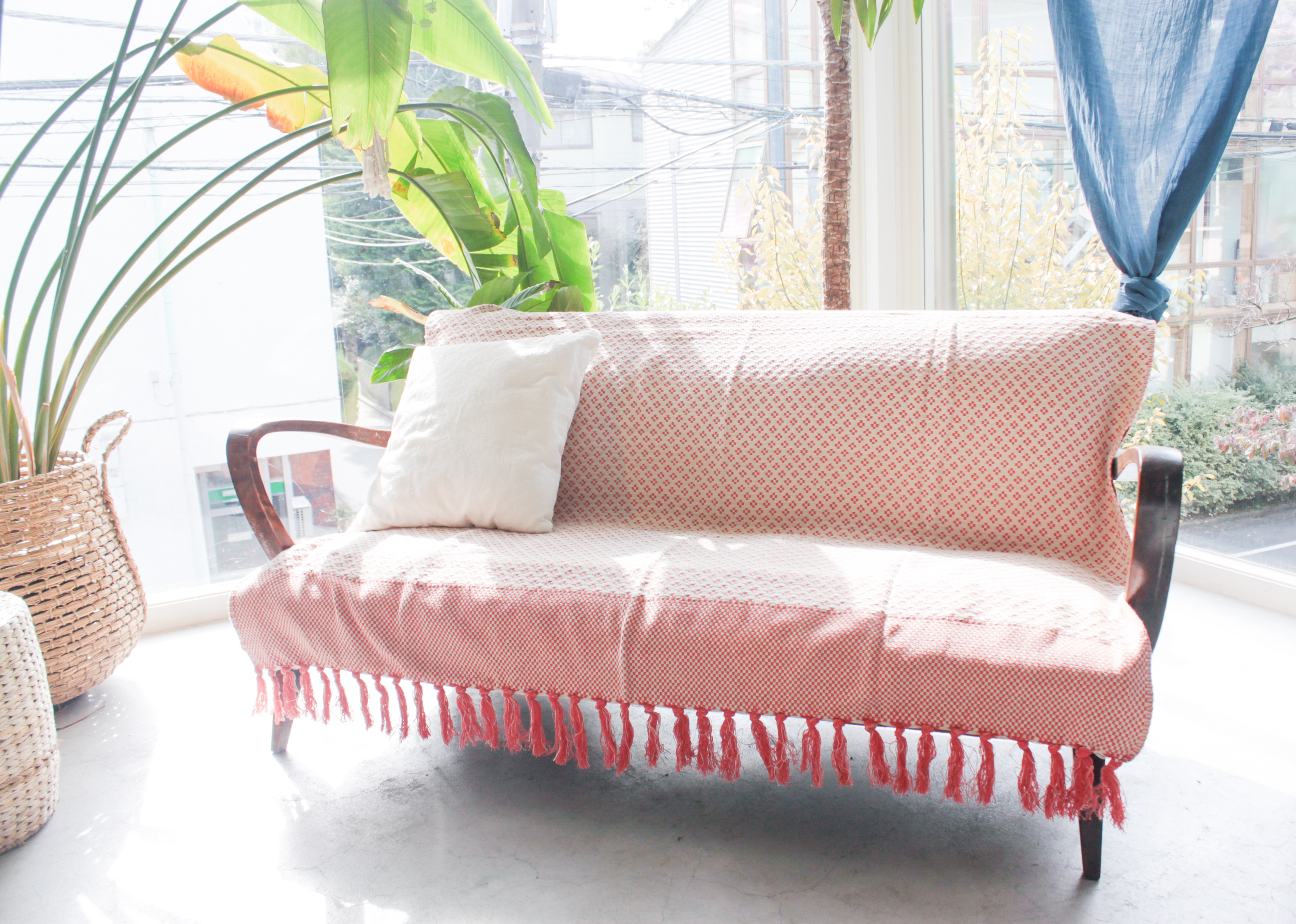 KEY STONE / コットンスロー FLOWER ブルー