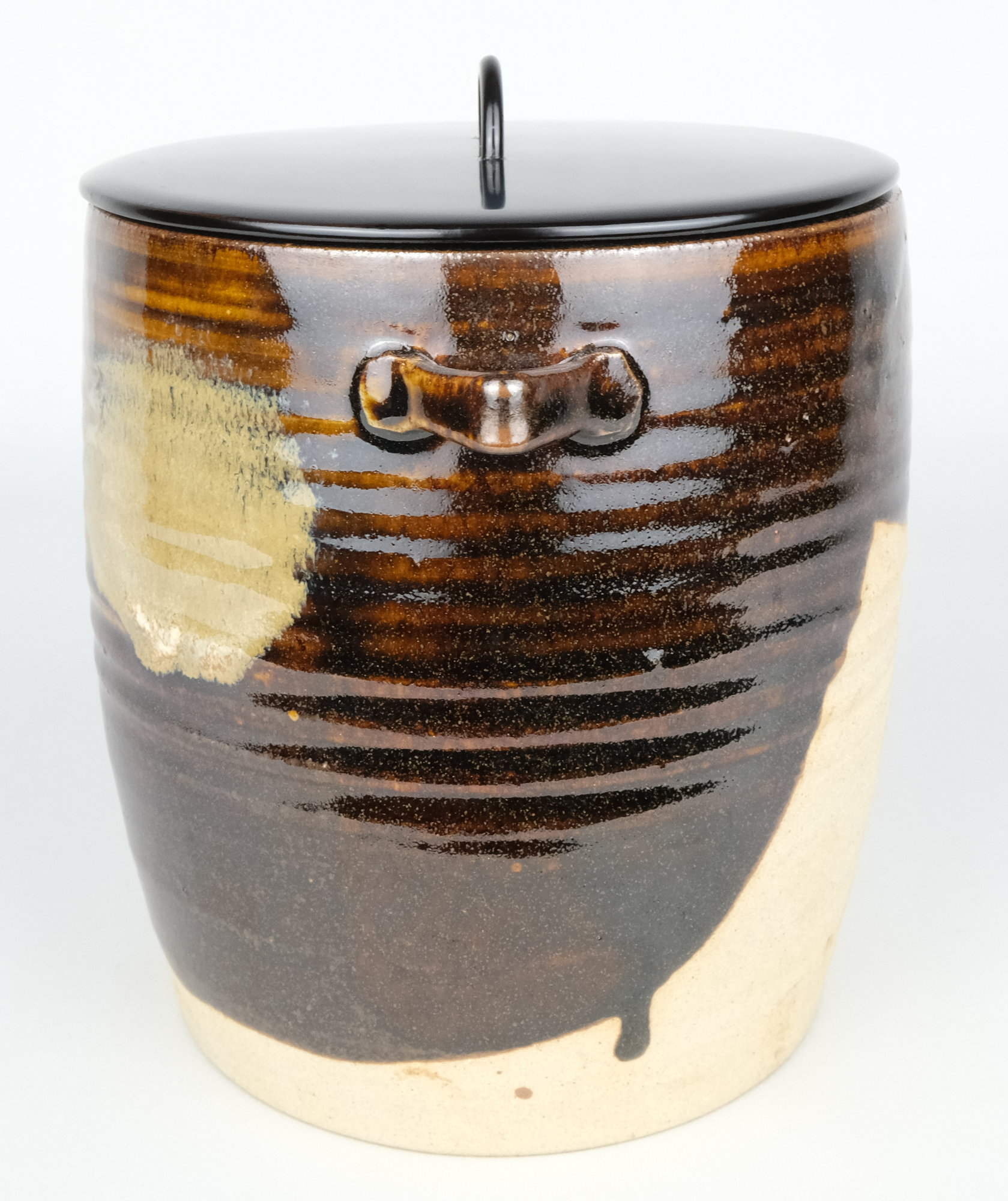 BK400 江戸期 古瀬戸焼 在銘あり 飴釉薬 鬼置物 魔除 風水 BK400 江戸