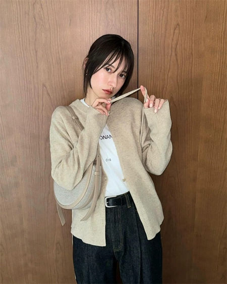 Suzu×CLANE同型 W FACE CENTER SLIT KNIT TOPS