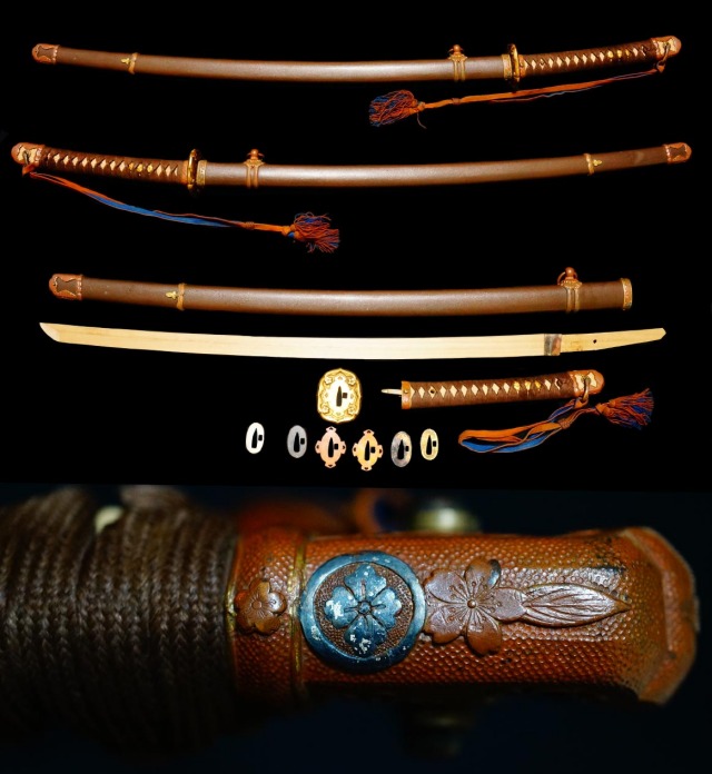 特注木瓜家紋入り帝国陸軍略式軍刀拵え軍刀販売は草薙の舎