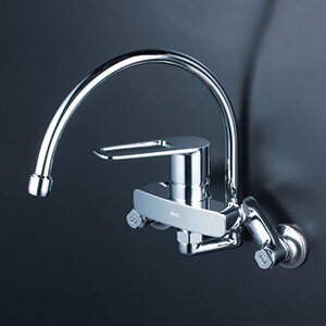 スワン型パイプ シングル混合栓：MSK110KRGT｜キッチン用水栓：壁付