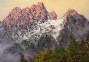 山岳画・武井清】キャンバスに油彩 F12号「仙人池より剣八ツ峰