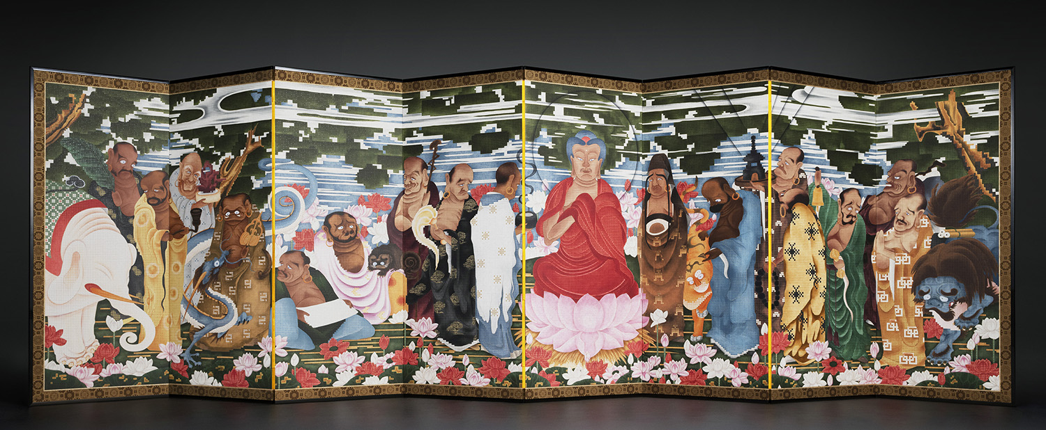 TOPPAN、伊藤若冲「釈迦十六羅漢図屏風」デジタル推定復元を「日本美術