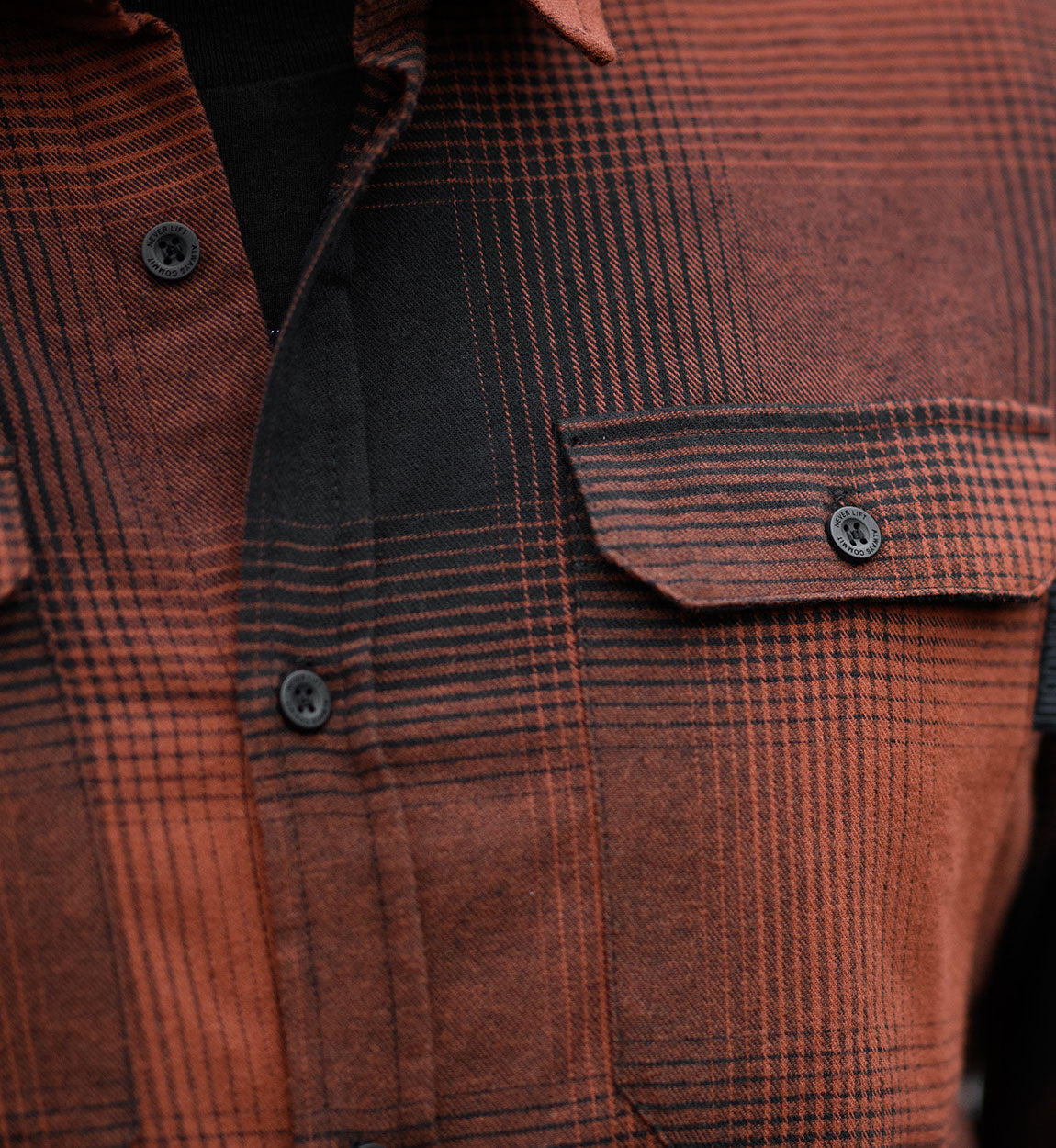 Hoonigan RUST Long Sleeve Flannel Shirt | Black / Gray | 100% Cotton