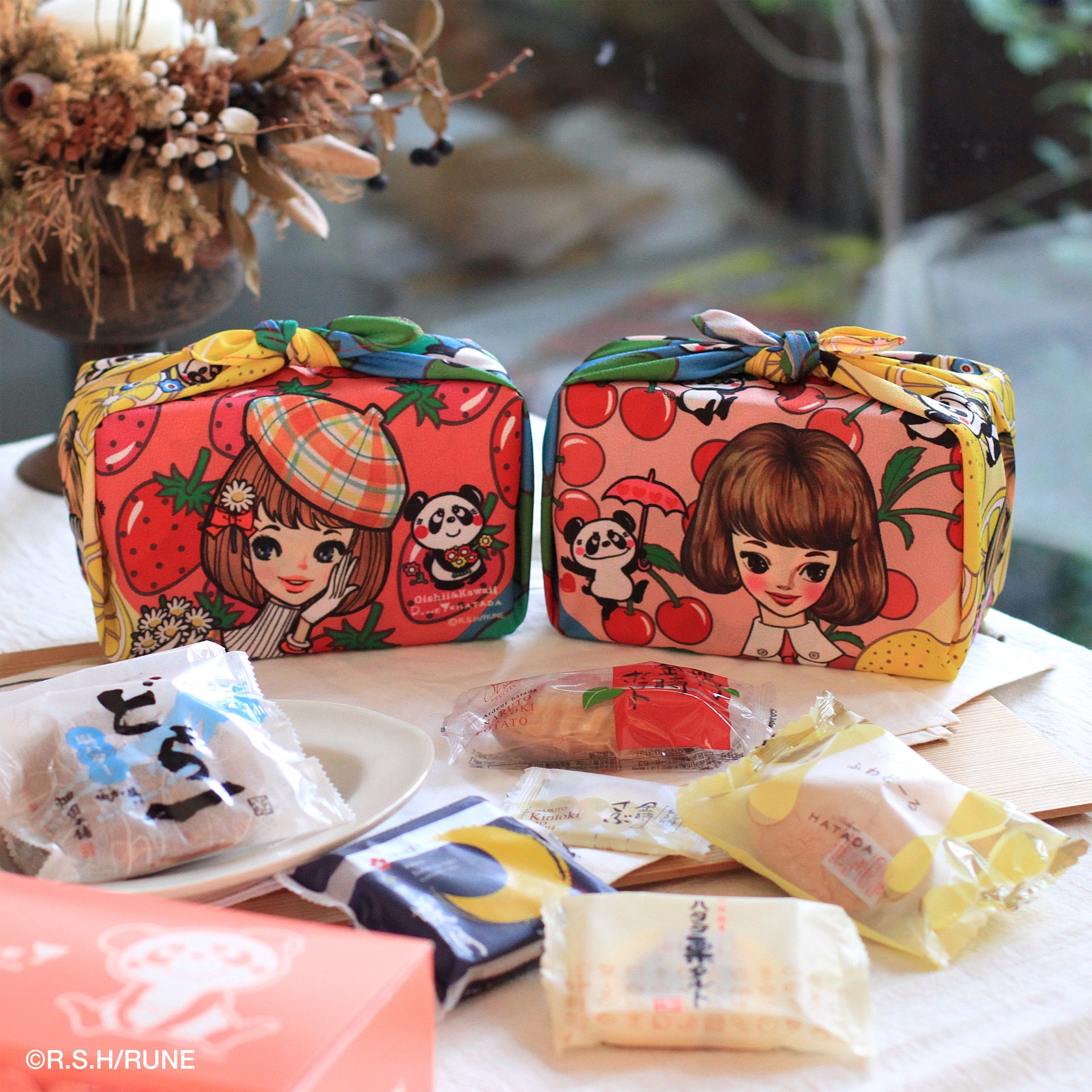 内藤ルネ×HATADA オリジナル ルネガール風呂敷ギフト[第11弾] – 銘菓