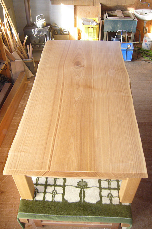 タモ無垢一枚板 掘りごたつ用座卓：ダイニングテーブルや手作り家具の