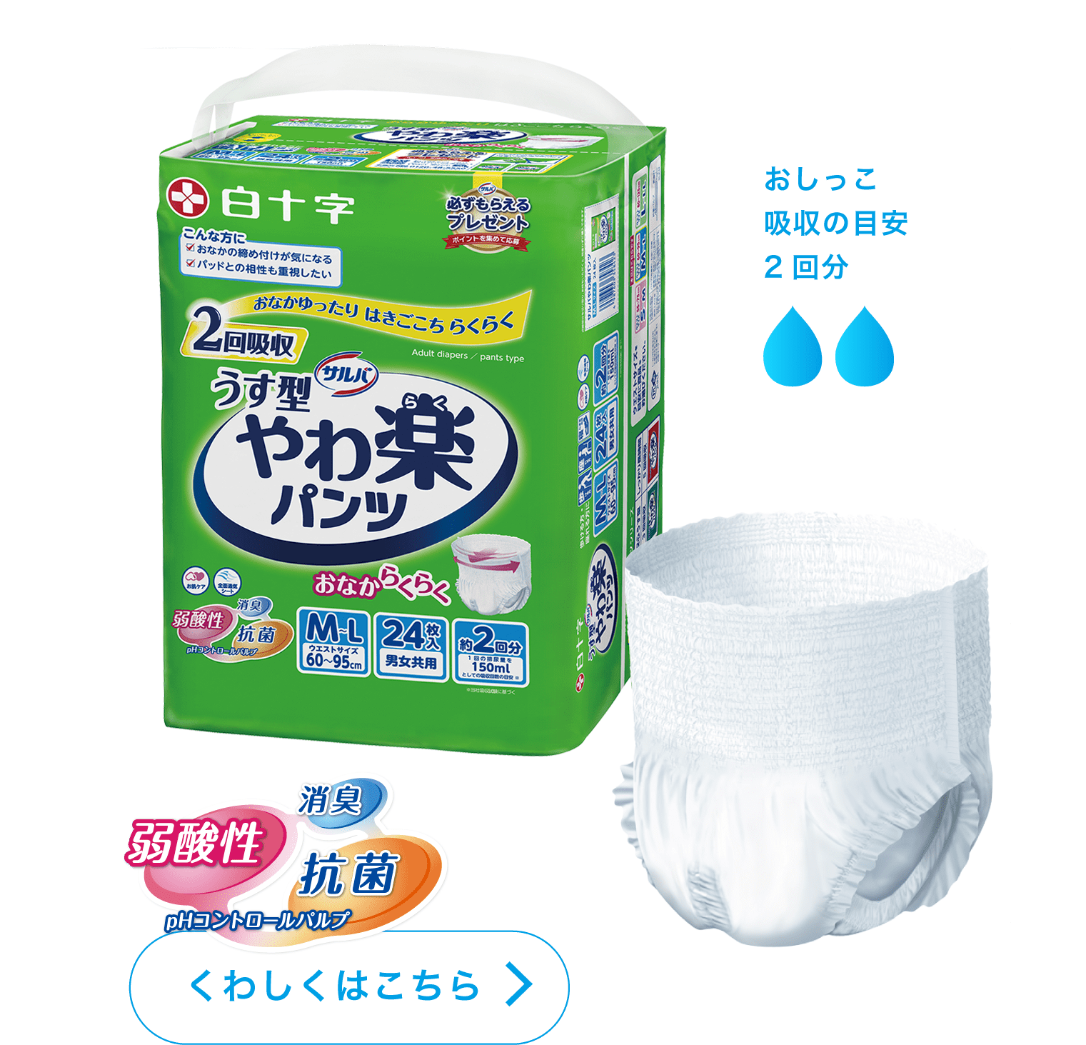 サルバ やわ楽パンツ｜製品ラインナップ｜サルバ｜白十字