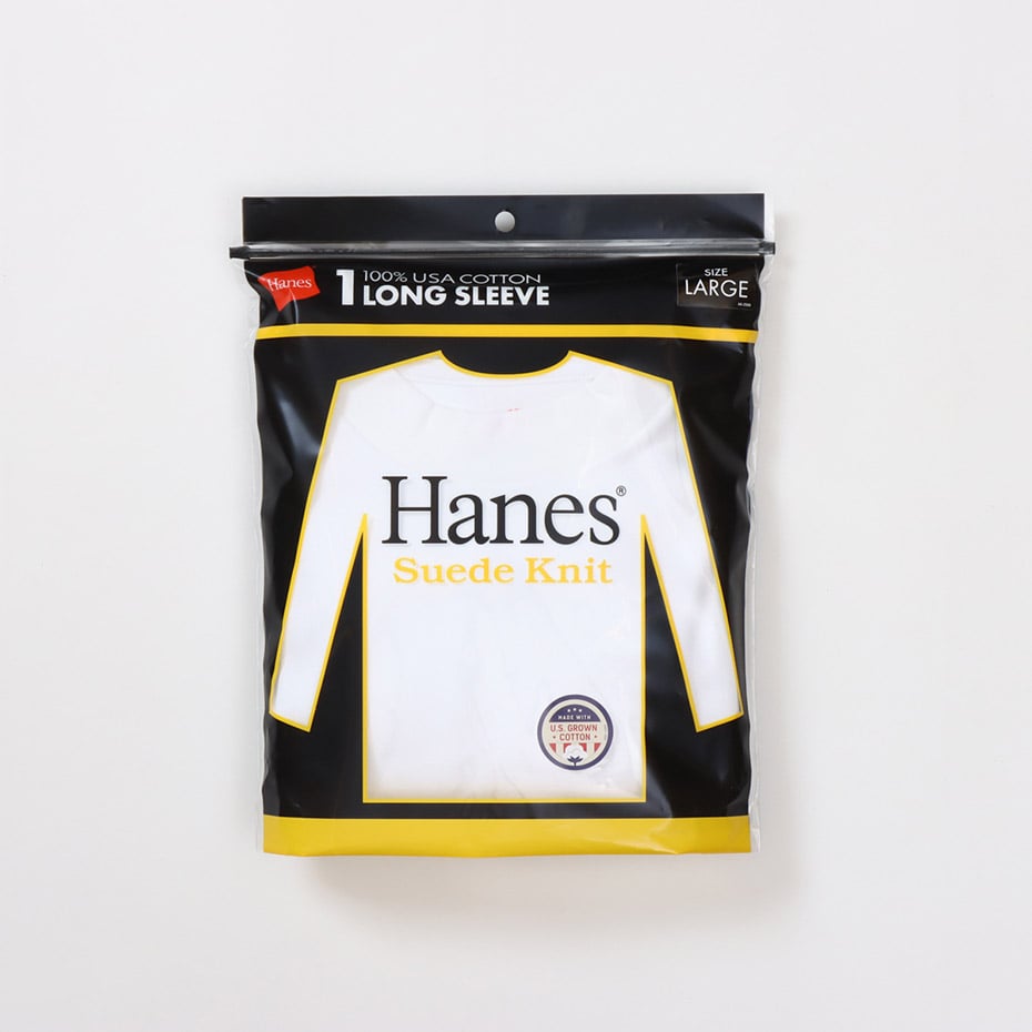 スエードニット クルーネックロングスリーブTシャツ ホワイト