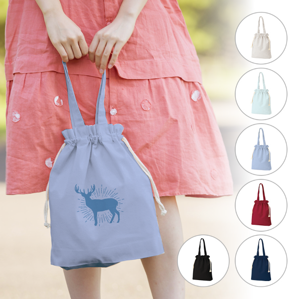 一部カラー特価】オリジナル 厚手コットンガゼット巾着トートバッグ(M