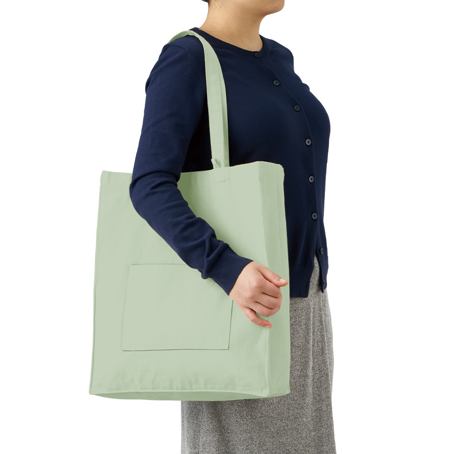 オリジナル キャンバススクエアトートバッグ外ポケット付【最安値852円