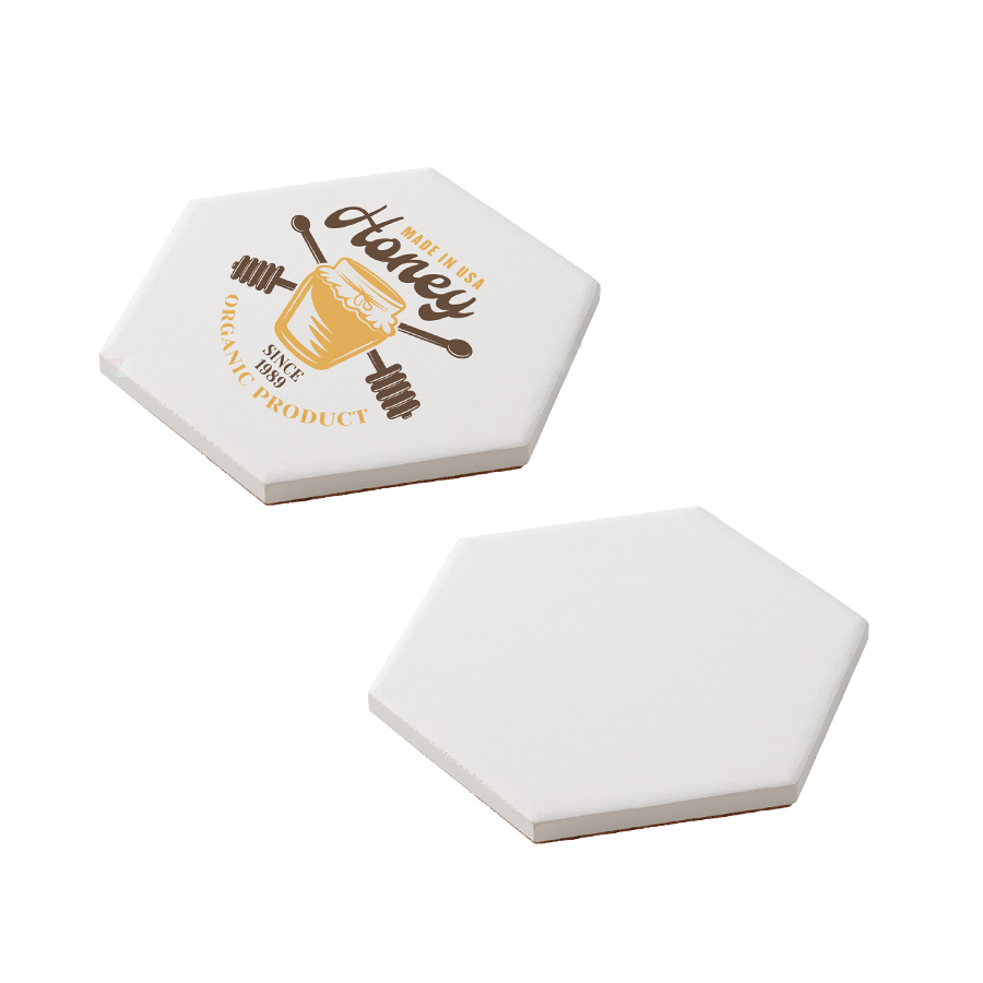 白雲石入り吸水コースター 六角【最安値220円】｜ノベルティ・記念品
