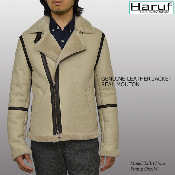 Haruf ハルフレザー ムートンジャケット ダブルライダース レザー