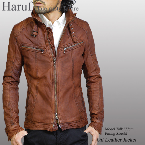 オイルレザー 革ジャン レザージャケット シングル ライダース