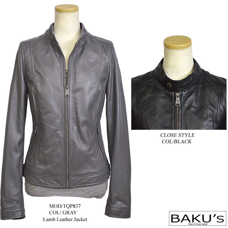 ライダースジャケット レディース 本革 シングルライダース ラムレザー