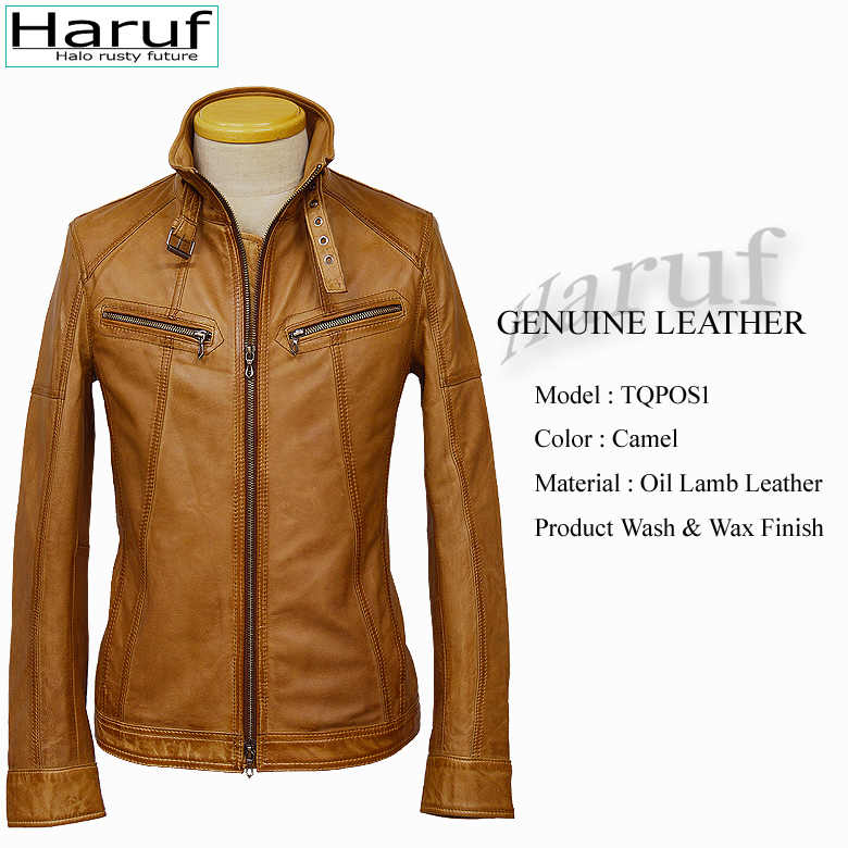 ウイングカラーがおしゃれなメンズの本革オイルレザーライダース