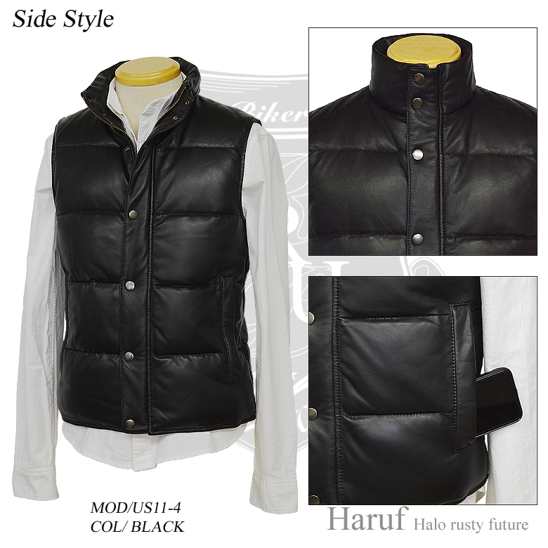本革 ダウンベスト レザーベスト メンズ シンプル おしゃれ ブランド