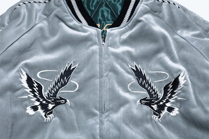 テーラー東洋 スカジャン BLACK EAGLE×JAPAN MAP 別珍 TAILOR TOYO 鷲