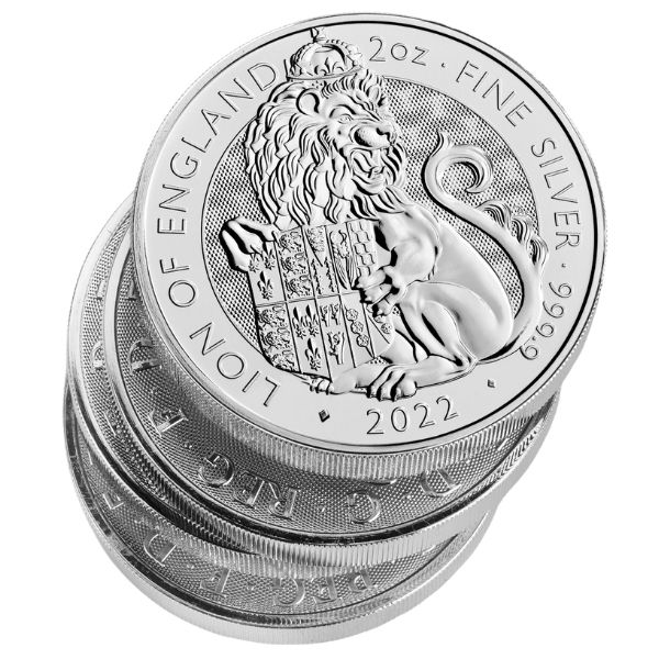2022 2 oz Tudor Beasts Lion of England Silver Coin - Hero Bullion