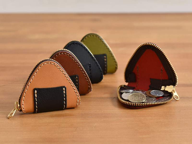 新作：おにぎりポーチ(KF-3)、おにぎりコインケース(KK-4)｜革鞄・革