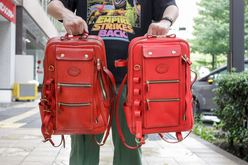 2wayスクエアリュック(R-66)の赤いエイジング｜革鞄・革小物のHERZ公式通販