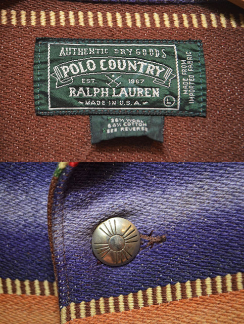 90's POLO COUNTRY ネイティブ柄 ラグジャケット - used&vintage box