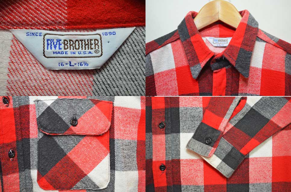 80's FIVE BROTHER ヘビーネルシャツ “MADE IN USA” - used&vintage