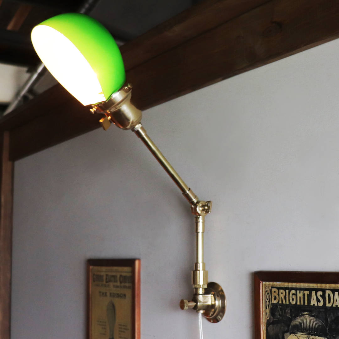 電気工事不要】【1点もの】【ハンドメイド】グリーンガラスシェード