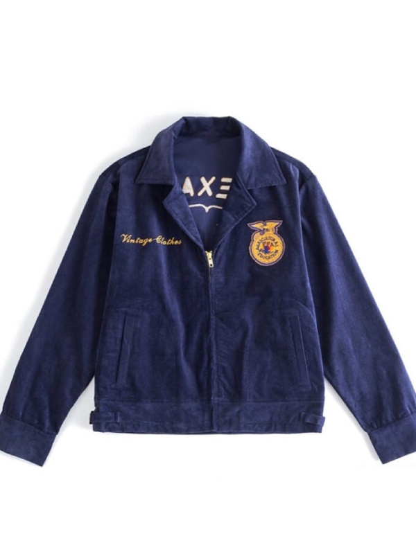 FFA Blue Jacket | Corduroy Zip-Up Jacket - Hit Jacket
