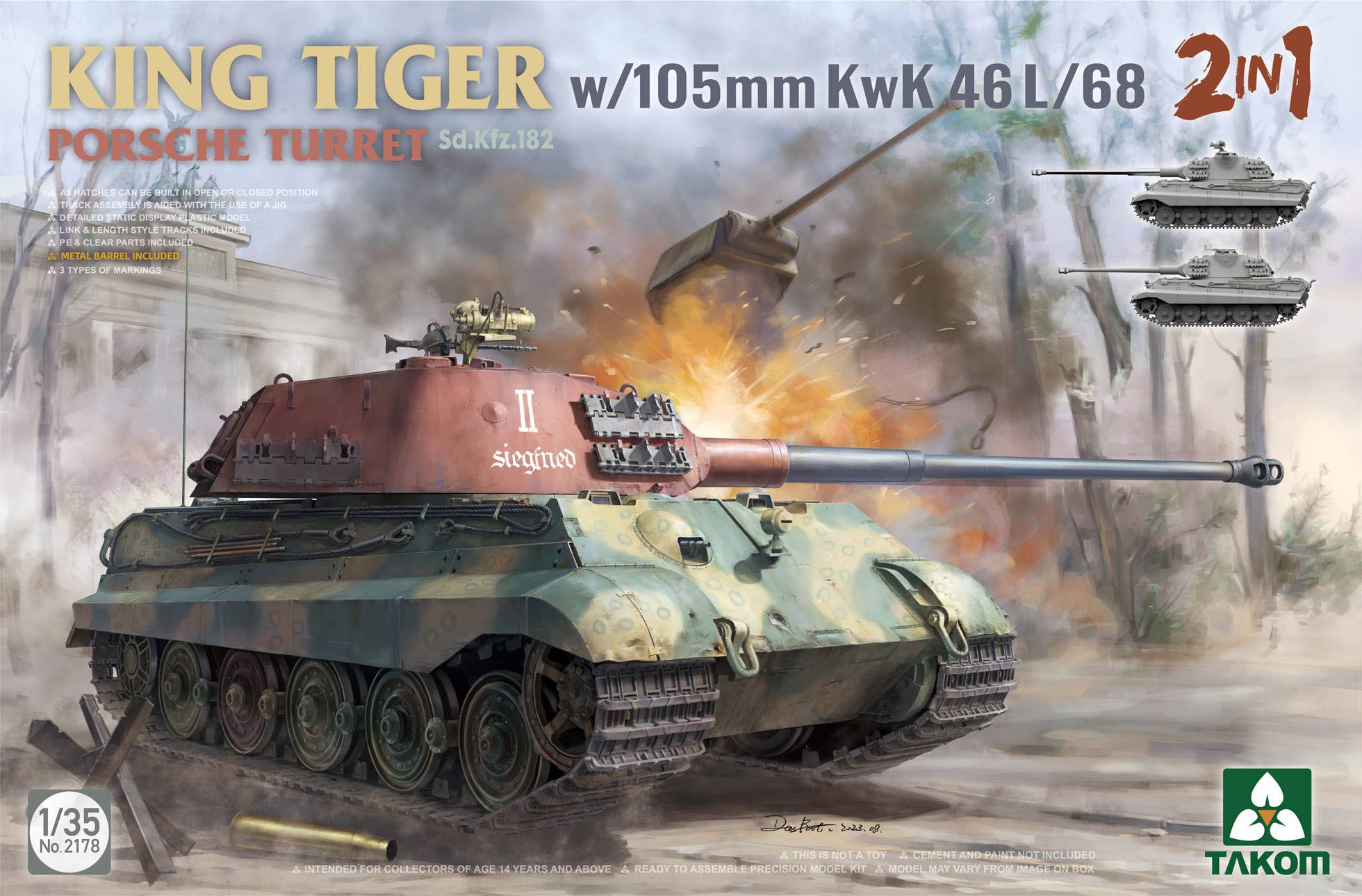 King Tiger Sd.Kfz. 182 Porsche Turret w/105mm KwK 46 L/68 2 in 1
