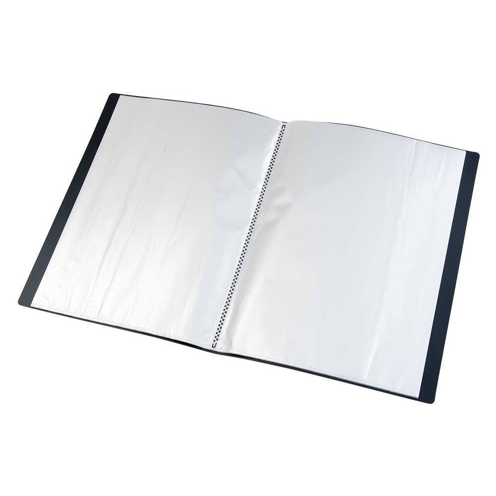 背見出し付クリアーファイル A4 40P ブラック｜文具事務用品・推し活