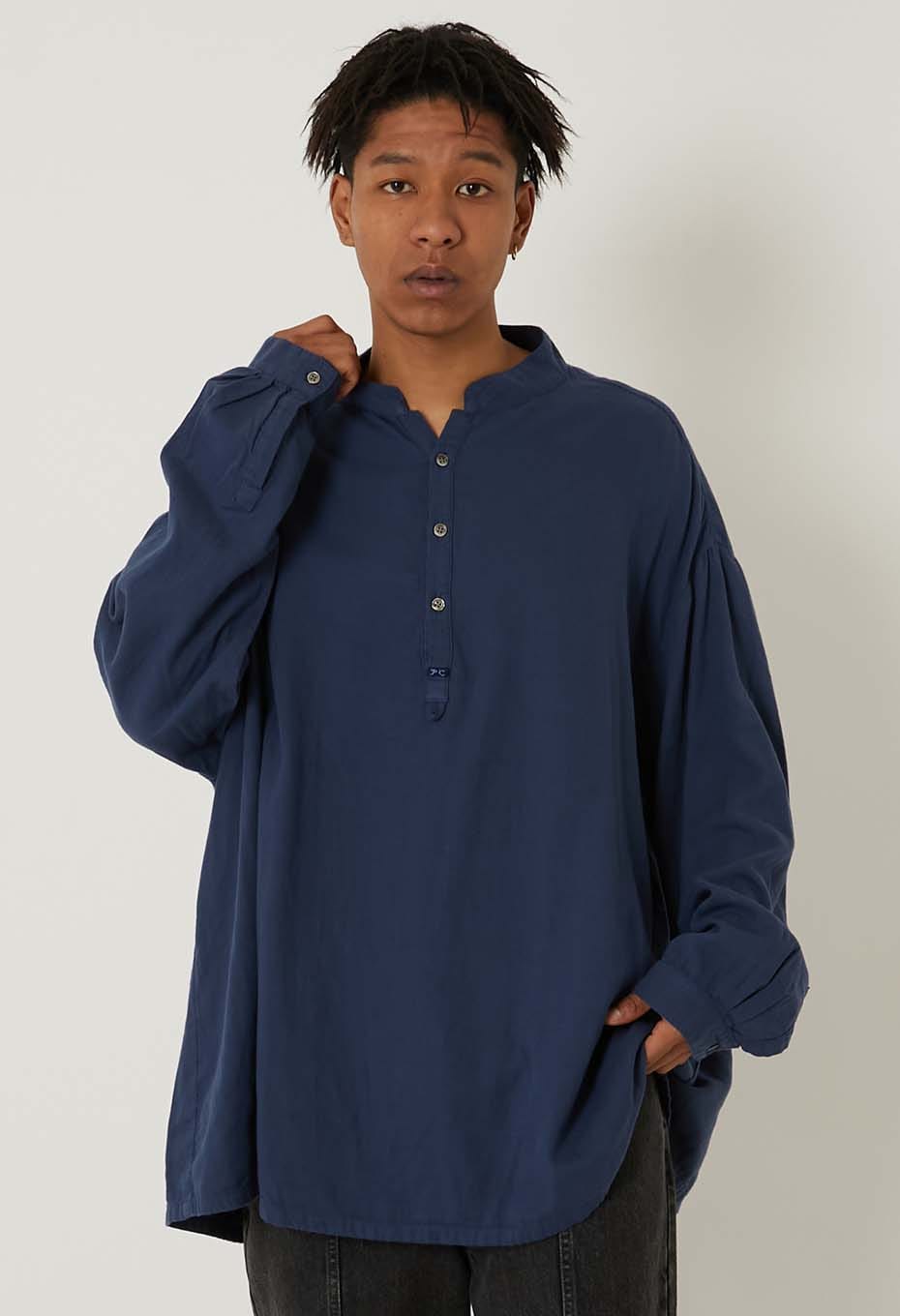 PORTER CLASSIC / Supima Gold Gauze stand‐up collar Long Smock