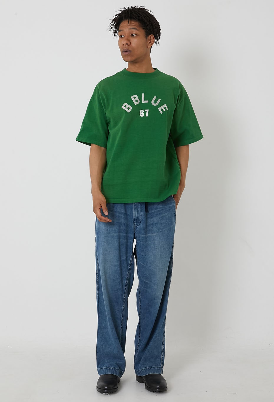 ヘビースラブテンジク B BLUE 67 エンブロイダリーTシャツ | BLUE