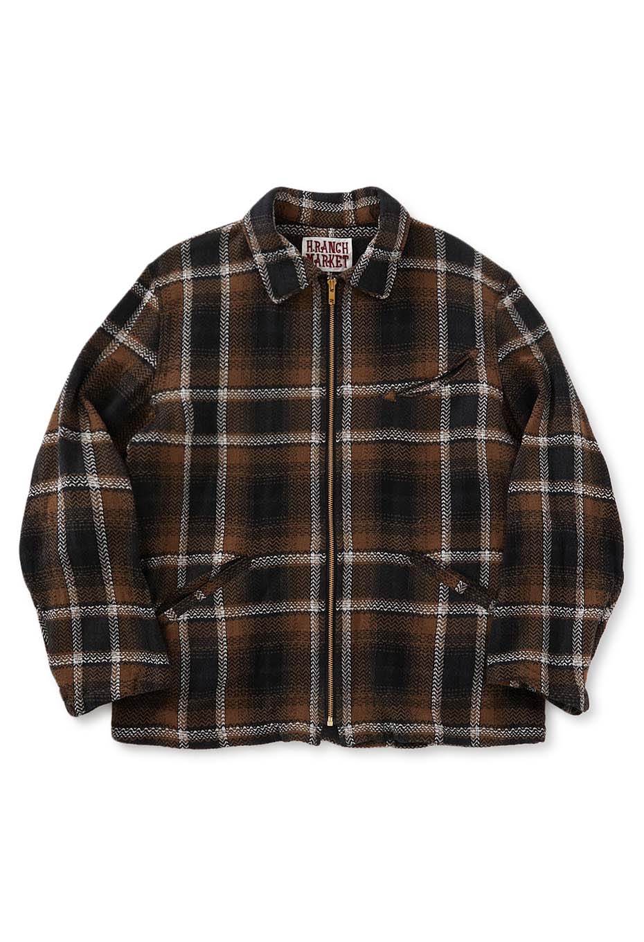 Indian Herringbone Ombre Check Zip-up Jacket | HOLLYWOOD RANCH