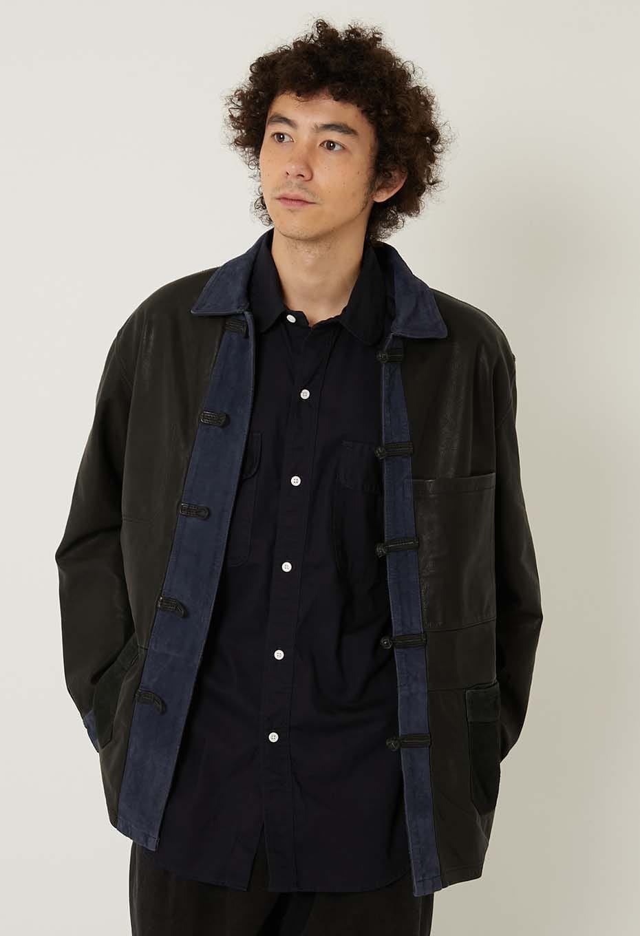 インディゴ スイッチレザー チャイナジャケット | BLUE BLUE