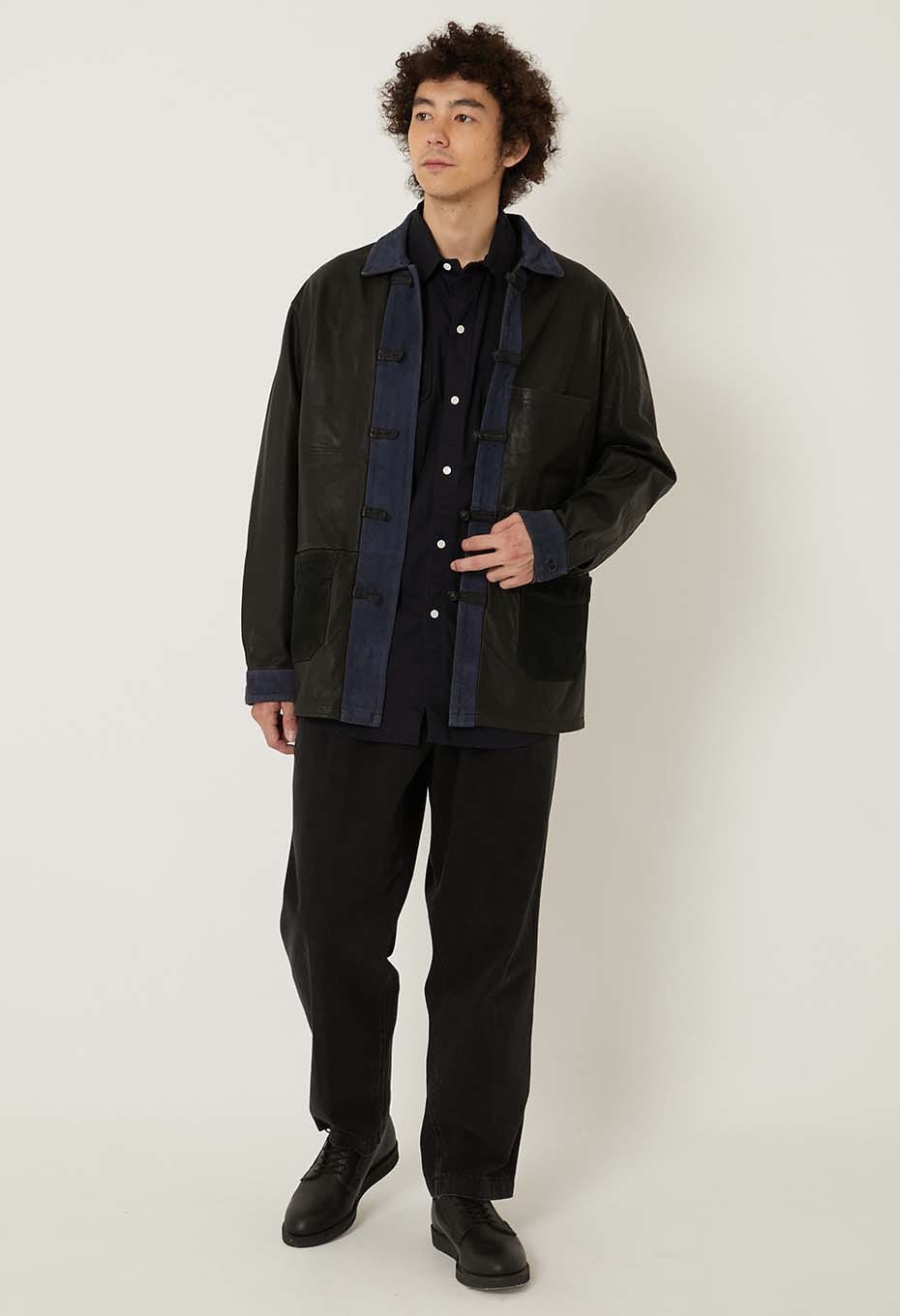 インディゴ スイッチレザー チャイナジャケット | BLUE BLUE